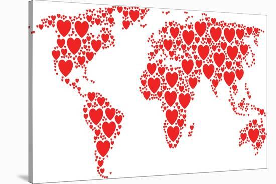 International Map Composition Composed of Love Heart Pictograms. Vector Love Heart Elements are Uni-Aha-Soft-Stretched Canvas