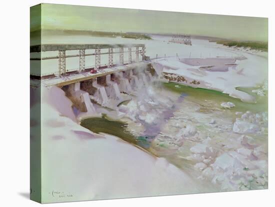 International Nickel Company- Kelsey Dam on the Nielsen River, Manitoba-Terence Cuneo-Stretched Canvas