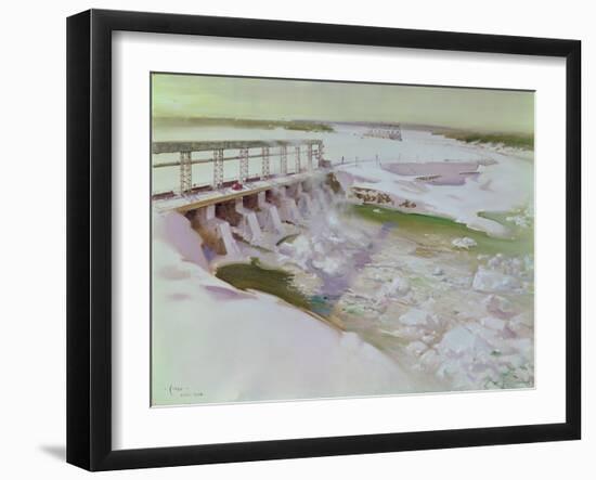 International Nickel Company- Kelsey Dam on the Nielsen River, Manitoba-Terence Cuneo-Framed Giclee Print