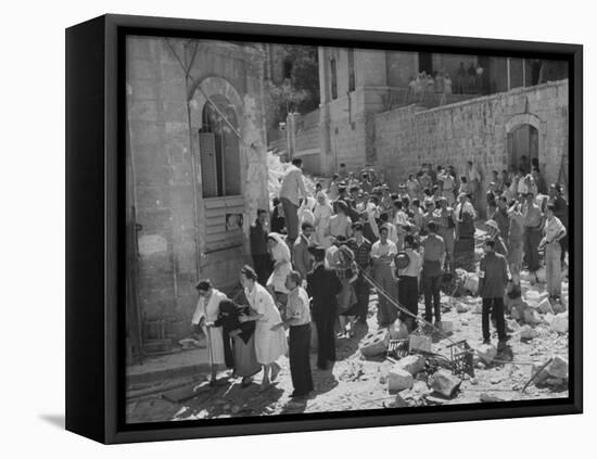 International Red Cross Employees Helping Jewish Refugees-null-Framed Stretched Canvas