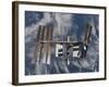 International Space Station Backdropped by a Blue and White Earth-Stocktrek Images-Framed Photographic Print