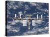 International Space Station Backdropped by a Blue and White Earth-Stocktrek Images-Stretched Canvas