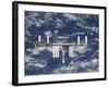 International Space Station Backdropped by a Blue and White Earth-Stocktrek Images-Framed Photographic Print