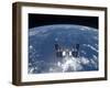 International Space Station Backdropped by a Blue and White Earth-Stocktrek Images-Framed Photographic Print