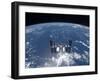 International Space Station Backdropped by a Blue and White Earth-Stocktrek Images-Framed Photographic Print