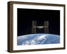 International Space Station Backdropped by Earth's Horizon-Stocktrek Images-Framed Photographic Print