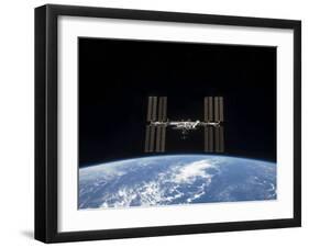 International Space Station Backdropped by Earth's Horizon-Stocktrek Images-Framed Photographic Print
