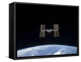 International Space Station Backdropped by Earth's Horizon-Stocktrek Images-Framed Stretched Canvas