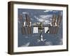 International Space Station Backgropped by a Blue and White Earth-Stocktrek Images-Framed Photographic Print