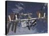 International Space Station in Orbit Above the Earth-null-Stretched Canvas