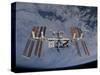 International Space Station Set Against the Background of a Cloud Covered Earth-null-Stretched Canvas