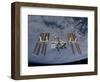 International Space Station Set Against the Background of a Cloud Covered Earth-null-Framed Photographic Print