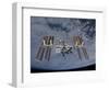 International Space Station Set Against the Background of a Cloud Covered Earth-null-Framed Photographic Print