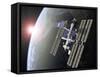 International Space Station-Roger Harris-Framed Stretched Canvas