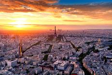 Aerial View of Paris at Sunset-INTERPIXELS-Photographic Print