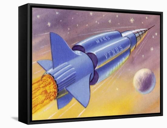 Interplanetary Omnibus Ferrying Passengers from One Space Destination to Another-null-Framed Stretched Canvas