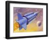 Interplanetary Omnibus Ferrying Passengers from One Space Destination to Another-null-Framed Art Print