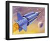 Interplanetary Omnibus Ferrying Passengers from One Space Destination to Another-null-Framed Art Print