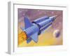 Interplanetary Omnibus Ferrying Passengers from One Space Destination to Another-null-Framed Art Print