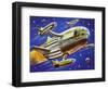 Interplanetary Spacecraft Carrying Four Smaller Rockets-null-Framed Art Print