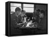 Interracial Group of U.S. Soldiers Eating Together in a Mess Hall, England, 1944-null-Framed Stretched Canvas