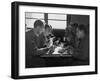 Interracial Group of U.S. Soldiers Eating Together in a Mess Hall, England, 1944-null-Framed Photo