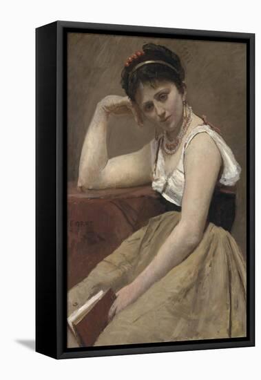 Interrupted Reading, C.1870-Jean-Baptiste-Camille Corot-Framed Stretched Canvas