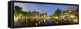 Intersection of Prinsengracht and Leidsegracht Canals at Night-null-Framed Stretched Canvas