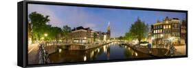 Intersection of Prinsengracht and Leidsegracht Canals at Night-null-Framed Stretched Canvas