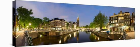 Intersection of Prinsengracht and Leidsegracht Canals at Night-null-Stretched Canvas