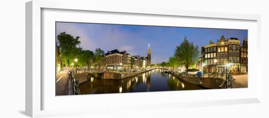 Intersection of Prinsengracht and Leidsegracht Canals at Night-null-Framed Photographic Print