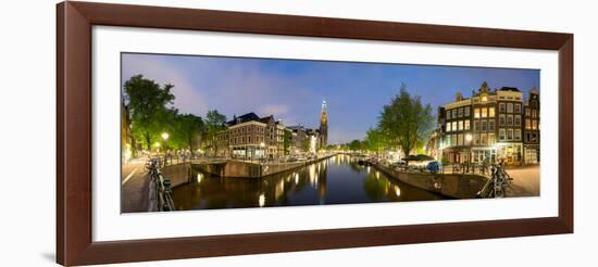 Intersection of Prinsengracht and Leidsegracht Canals at Night-null-Framed Photographic Print