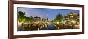 Intersection of Prinsengracht and Leidsegracht Canals at Night-null-Framed Photographic Print