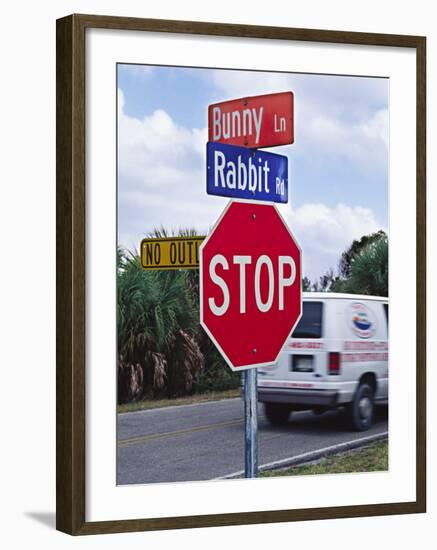 Intersection Sign on Sanibel Island, Florida, USA-Charles Sleicher-Framed Photographic Print