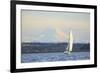 Interstate 90 Bridge with Mt. Rainier Looming Behind, Wa, USA-Stuart Westmorland-Framed Photographic Print