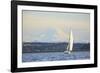 Interstate 90 Bridge with Mt. Rainier Looming Behind, Wa, USA-Stuart Westmorland-Framed Photographic Print