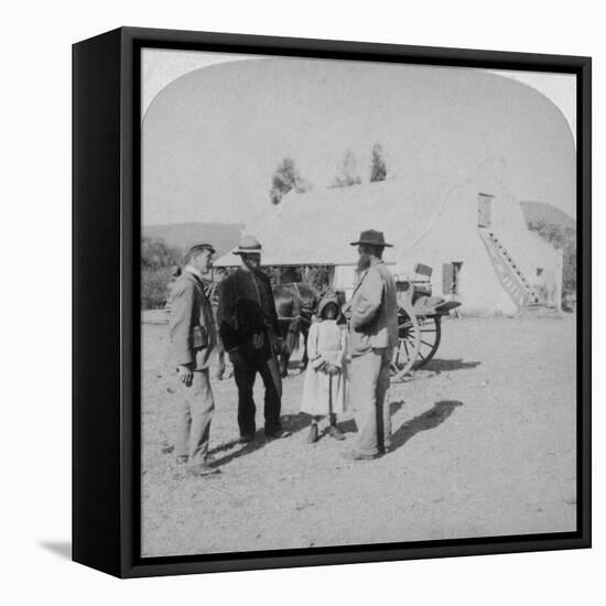 Intervewing a Boer Farmer at His Home Near Brandfort, South Africa, Boer War, 1901-Underwood & Underwood-Framed Stretched Canvas