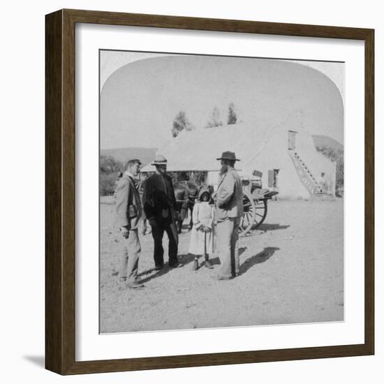 Intervewing a Boer Farmer at His Home Near Brandfort, South Africa, Boer War, 1901-Underwood & Underwood-Framed Giclee Print