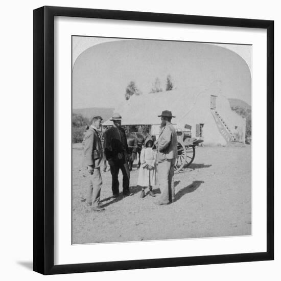 Intervewing a Boer Farmer at His Home Near Brandfort, South Africa, Boer War, 1901-Underwood & Underwood-Framed Giclee Print