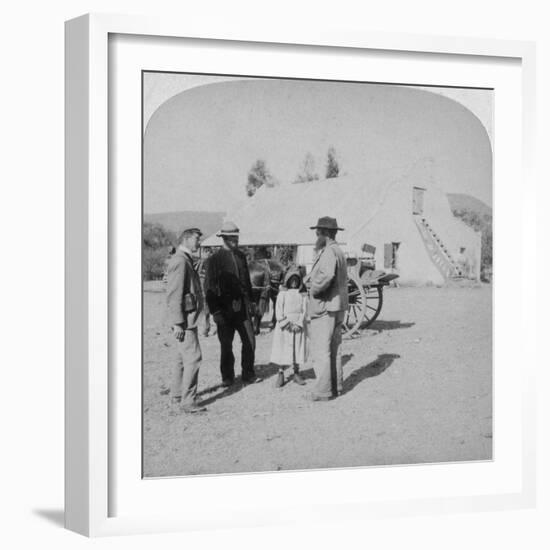 Intervewing a Boer Farmer at His Home Near Brandfort, South Africa, Boer War, 1901-Underwood & Underwood-Framed Giclee Print