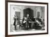 Interview Between Lafayette (1757-1834) and George Washington (1732-1799). by R. Bong-null-Framed Premium Giclee Print