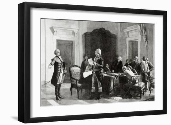 Interview Between Lafayette (1757-1834) and George Washington (1732-1799). by R. Bong-null-Framed Giclee Print