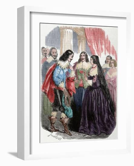 Interview Between the King Louis XIII of France (1601-1643) and His Mother Marie De'Medici. Coloure-Louis Dupre-Framed Giclee Print