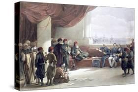Interview with the Viceroy of Egypt at his palace, Alexandria, Egypt, May 12th 1839, (19th century)-David Roberts-Stretched Canvas