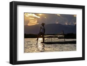 Intha Ethnic Group Fisherman, Inle Lake, Shan State, Myanmar (Burma), Asia-Nathalie Cuvelier-Framed Photographic Print