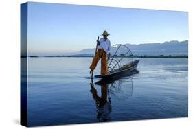 Intha Ethnic Group Fisherman, Inle Lake, Shan State, Myanmar (Burma), Asia-Nathalie Cuvelier-Stretched Canvas