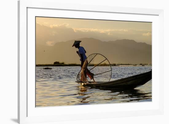 Intha Ethnic Group Fisherman, Inle Lake, Shan State, Myanmar (Burma), Asia-Nathalie Cuvelier-Framed Photographic Print