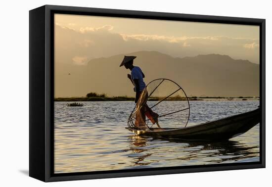 Intha Ethnic Group Fisherman, Inle Lake, Shan State, Myanmar (Burma), Asia-Nathalie Cuvelier-Framed Stretched Canvas