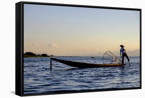 Intha Ethnic Group Fisherman, Inle Lake, Shan State, Myanmar (Burma), Asia-Nathalie Cuvelier-Framed Stretched Canvas