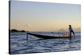 Intha Ethnic Group Fisherman, Inle Lake, Shan State, Myanmar (Burma), Asia-Nathalie Cuvelier-Stretched Canvas